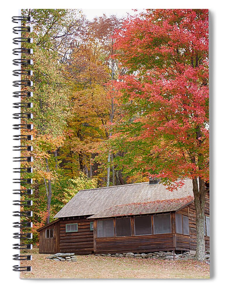 Robert Frost Spiral Notebook featuring the photograph Robert Frost cabin in autumn by Jeff Folger