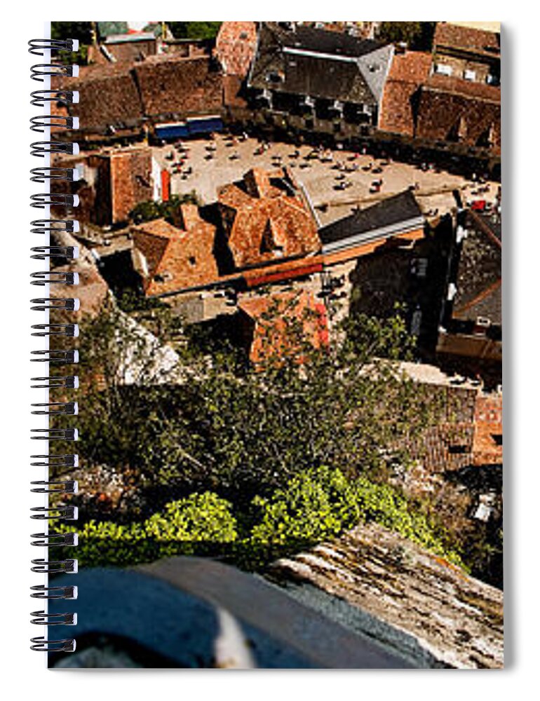 France Spiral Notebook featuring the photograph Rocamadour rooftops from the Overlook Horizontal Panorama by Weston Westmoreland