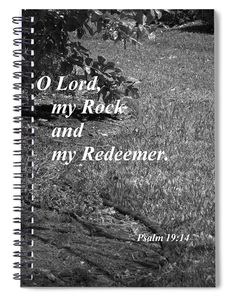 Lord Spiral Notebook featuring the photograph Rock and Redeemer by Ella Kaye Dickey