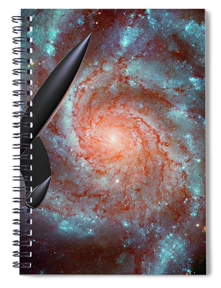 Concepts & Topics Spiral Notebook featuring the digital art Rocket In Space, Conceptual Artwork by Laguna Design