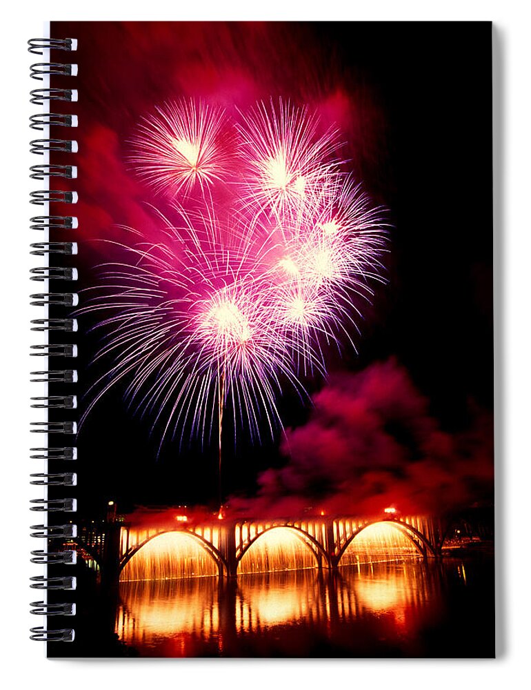 Fireworks Spiral Notebook featuring the photograph Rockets Red Glare by Paul W Faust - Impressions of Light