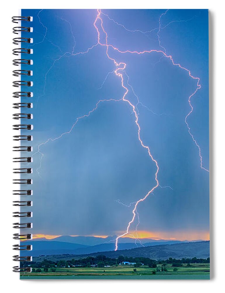July Spiral Notebook featuring the photograph Rocky Mountain Foothills Lightning Strikes 2 HDR by James BO Insogna