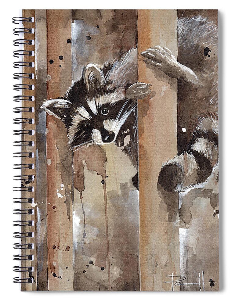 Rocky Raccoon Spiral Notebook featuring the painting Rocky by Sean Parnell