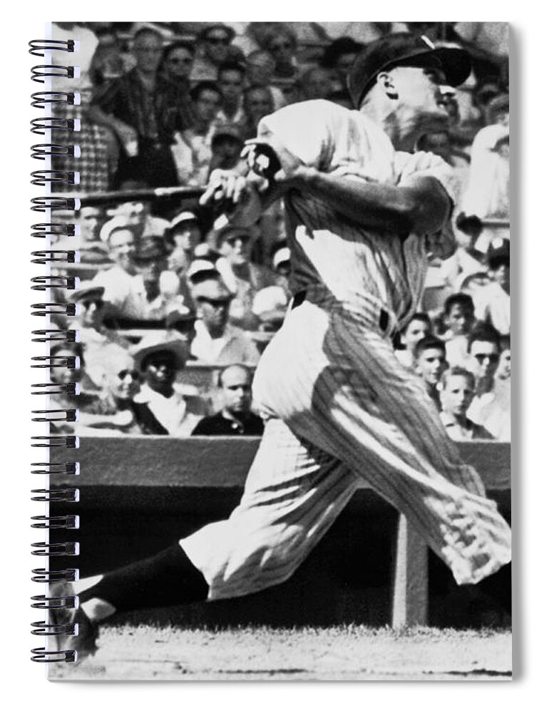 1950's Spiral Notebook featuring the photograph Roger Maris Hits 52nd Home Run by Underwood Archives