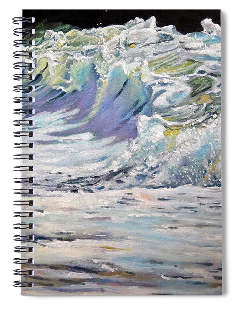 Wave Spiral Notebook featuring the painting Rolling On by Arie Van der Wijst