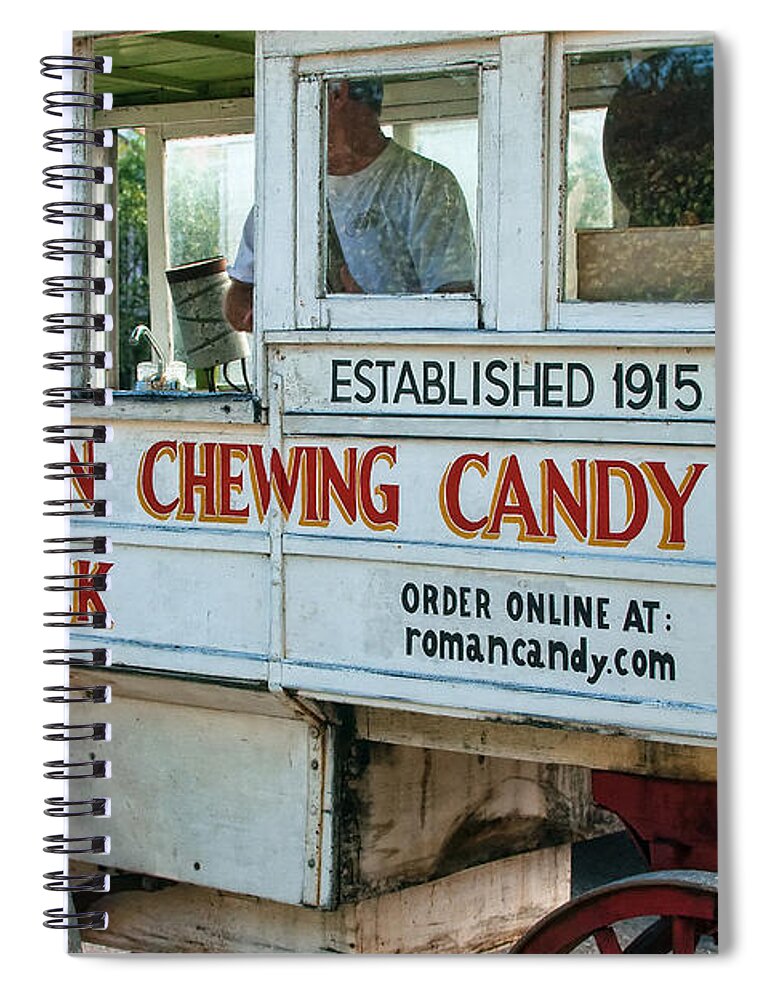 Kathleen K Parker Fine Art Spiral Notebook featuring the photograph Roman Chewing Candy Wagon in New Orleans by Kathleen K Parker