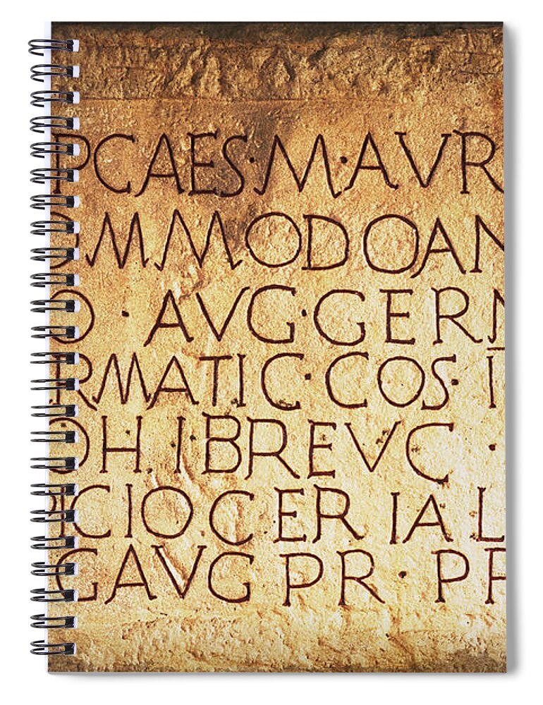 Stone Spiral Notebook featuring the photograph Roman Inscription by Heiko Koehrer-Wagner