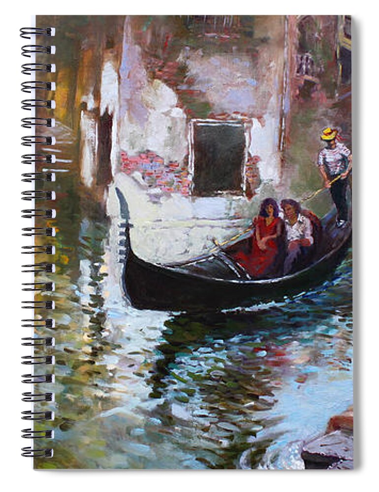 Romance Spiral Notebook featuring the painting Romance in Venice 2013 by Ylli Haruni