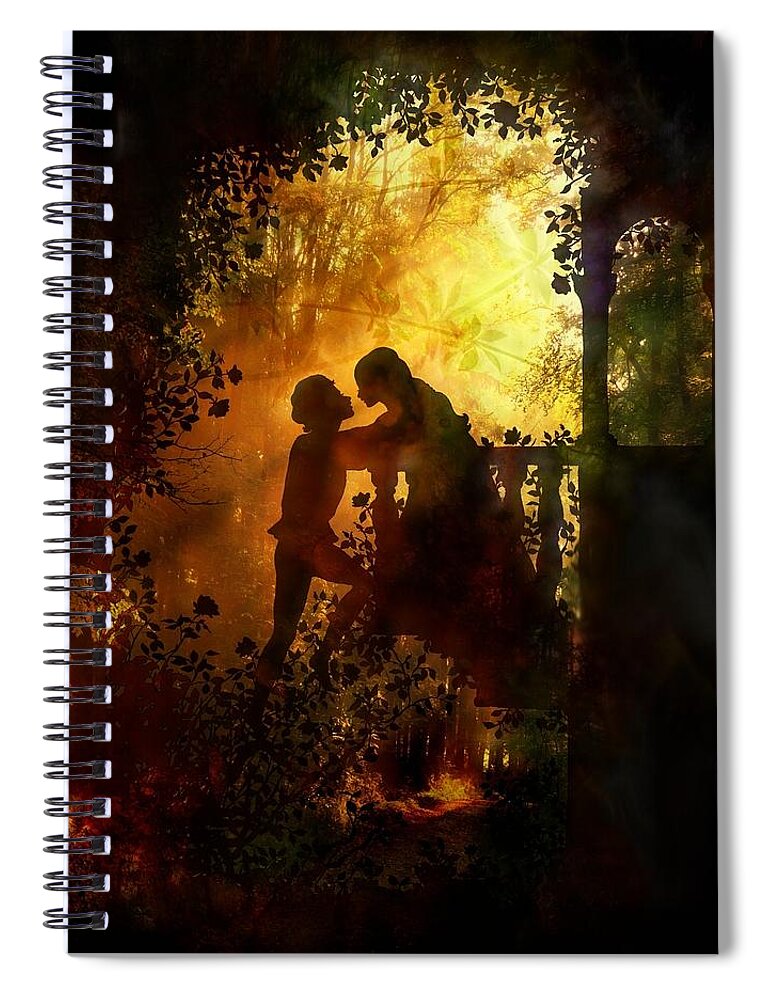Romeo And Juliet Spiral Notebook featuring the digital art Romeo and Juliet - the love story by Lilia D