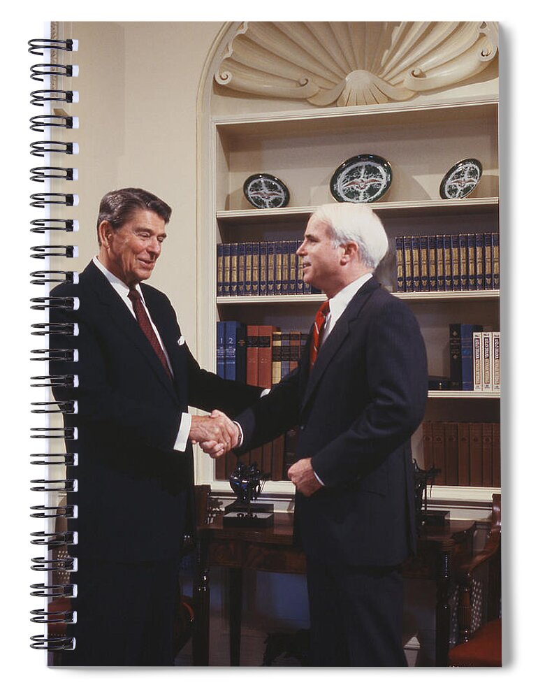 Ronald Reagan And John Mccain Spiral Notebook featuring the digital art Ronald Reagan and John McCain by Carol Highsmith
