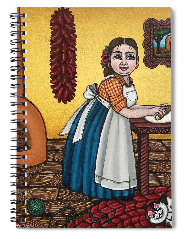 Cook Spiral Notebook featuring the painting Rosas Kitchen by Victoria De Almeida