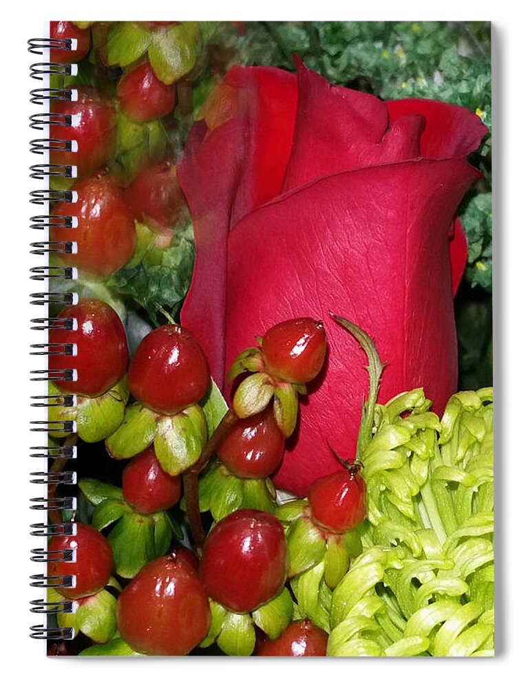 Flower Spiral Notebook featuring the photograph Rose And Berries by Donna Brown
