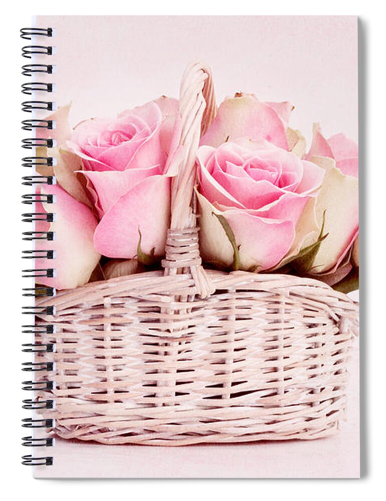 Pink Rose Spiral Notebook featuring the photograph Rose Basket by Ann Garrett