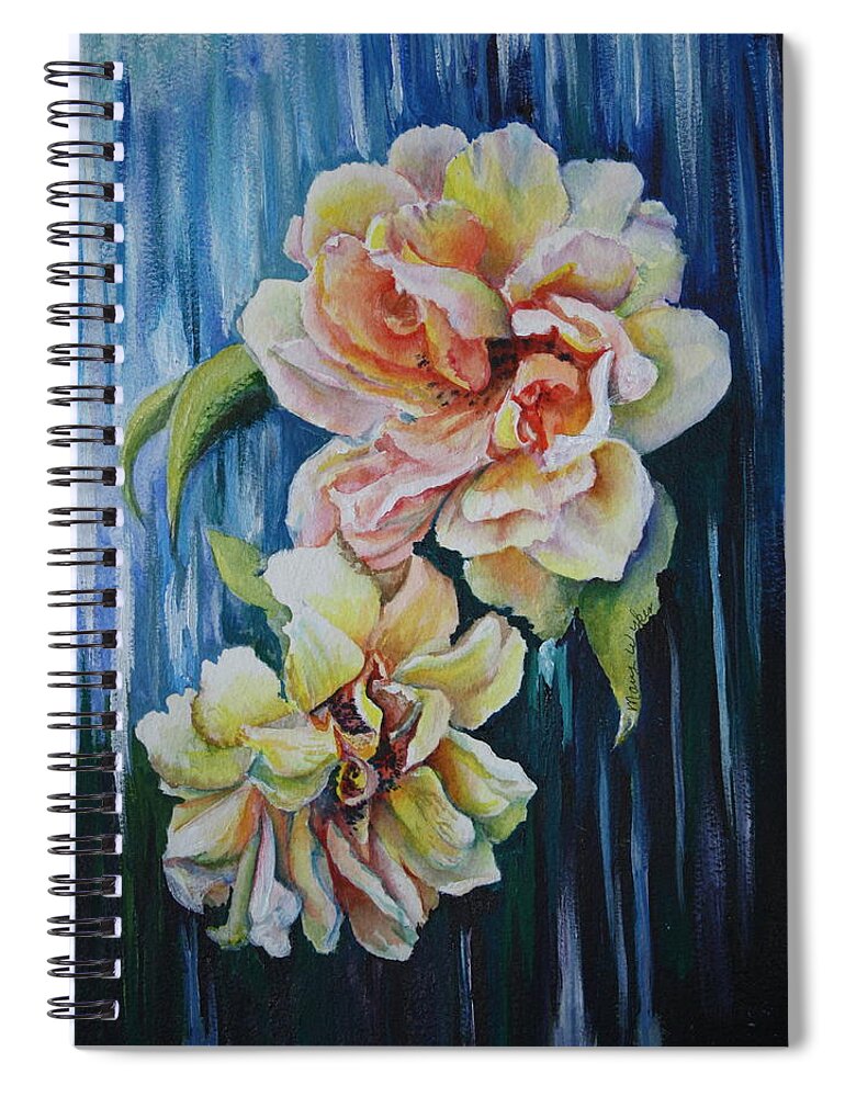 Roses Spiral Notebook featuring the painting Rose Duo by Mary Beglau Wykes