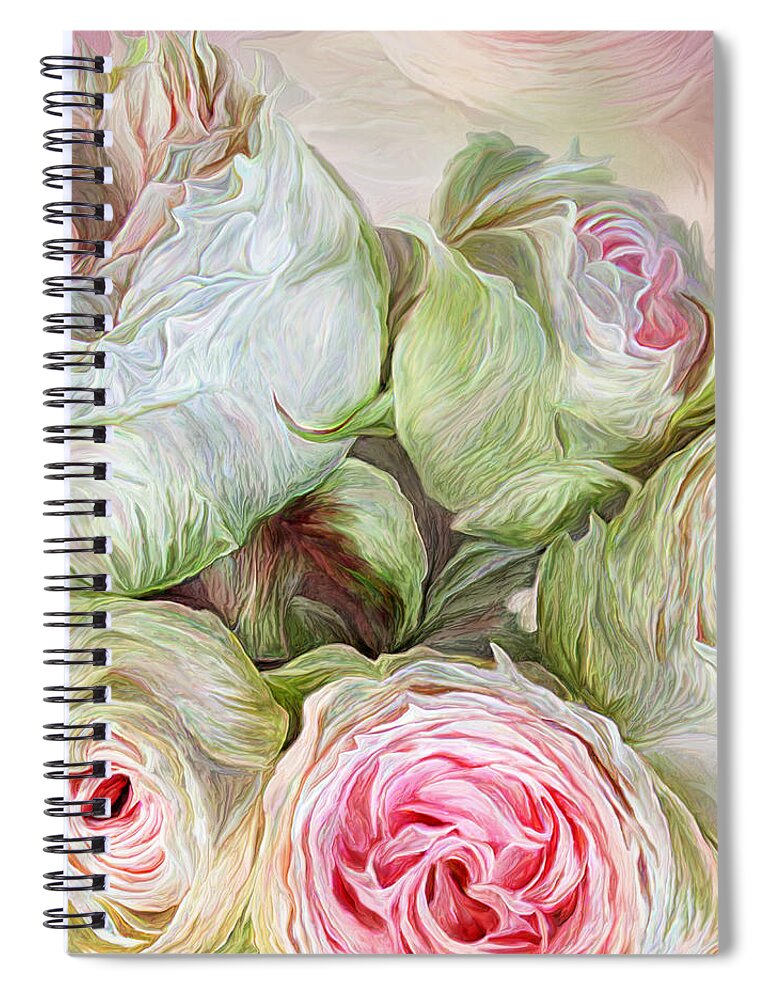 Rose Spiral Notebook featuring the mixed media Rose Moods - Harmony by Carol Cavalaris