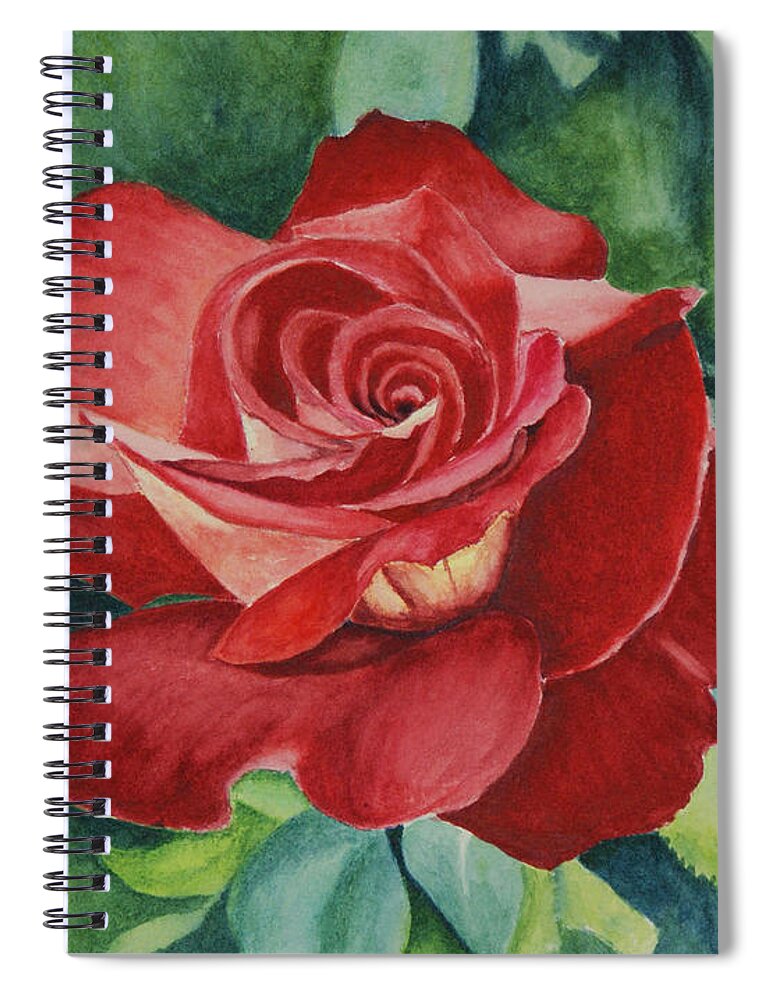 Floral Spiral Notebook featuring the painting Roses Are Red by Jill Ciccone Pike