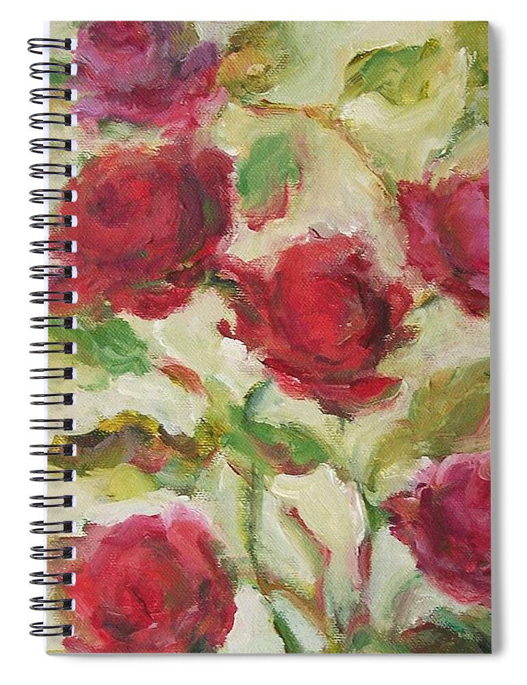 Impressionism Spiral Notebook featuring the painting Roses by Mary Wolf