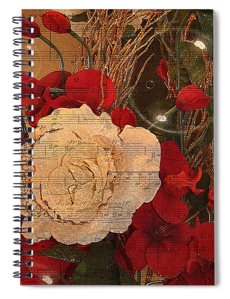 Flowers Spiral Notebook featuring the photograph Roses Music Bubbles And Love by Kathy Baccari