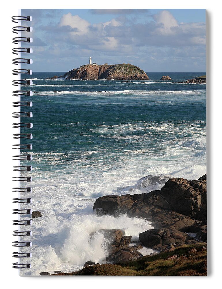 Scenics Spiral Notebook featuring the photograph Round Island Lighthouse, Isles Of Scilly by Anthony Collins