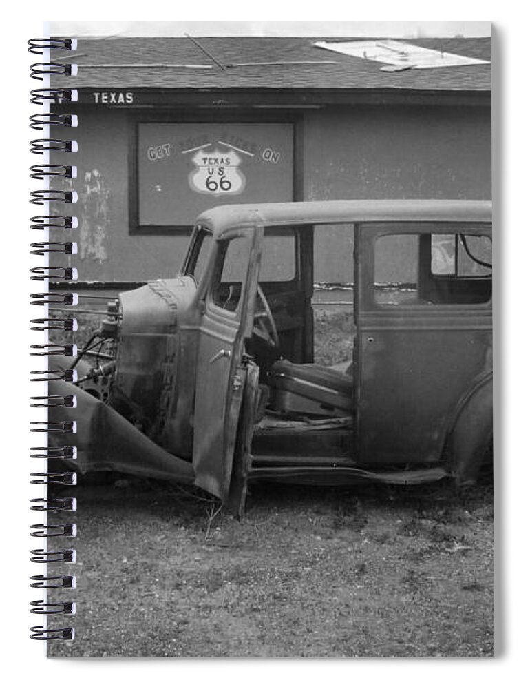 Black & White Spiral Notebook featuring the photograph Route 66 Travels by Crystal Nederman