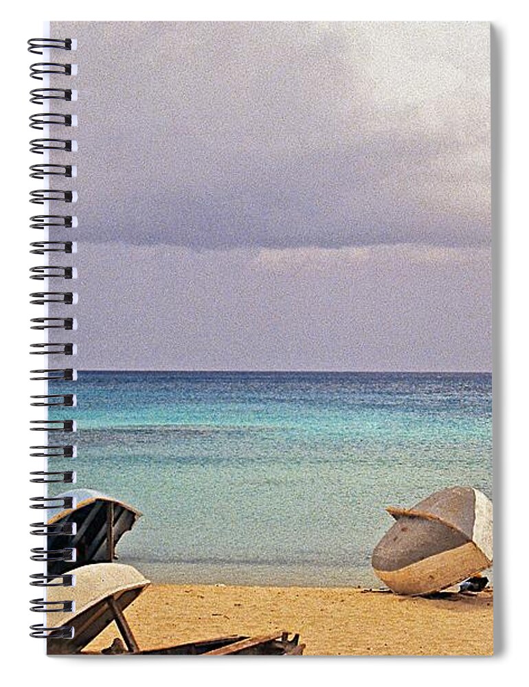 Barbados Spiral Notebook featuring the photograph Rowboats on a Barbados Beach by Stuart Litoff