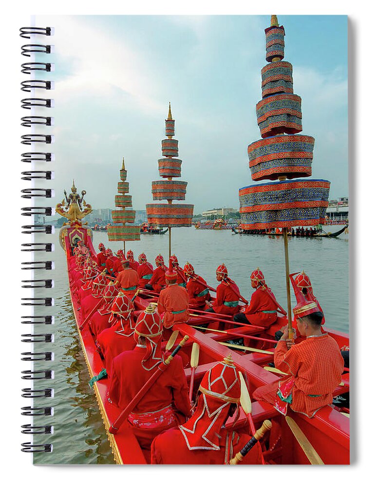 People Spiral Notebook featuring the photograph Royal Barge Procession 2012 | Bangkok by Igor Prahin