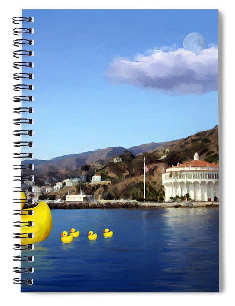 Avalon Spiral Notebook featuring the painting Rubber Duck Parade by Snake Jagger