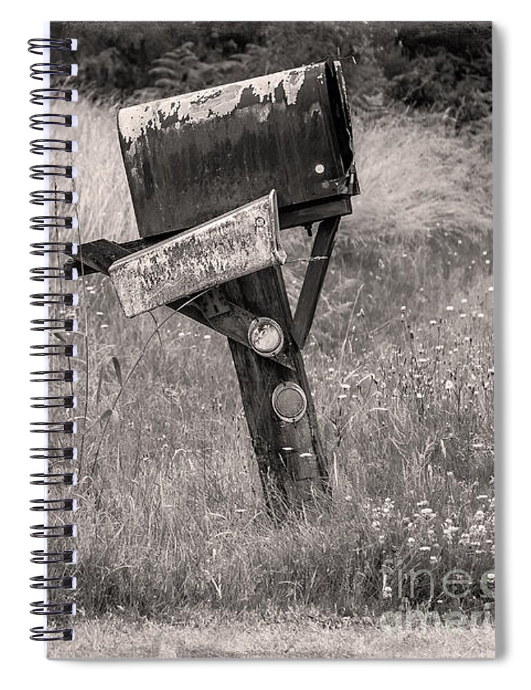 Mailbox Spiral Notebook featuring the digital art Rural Route Mail Call by Jean OKeeffe Macro Abundance Art
