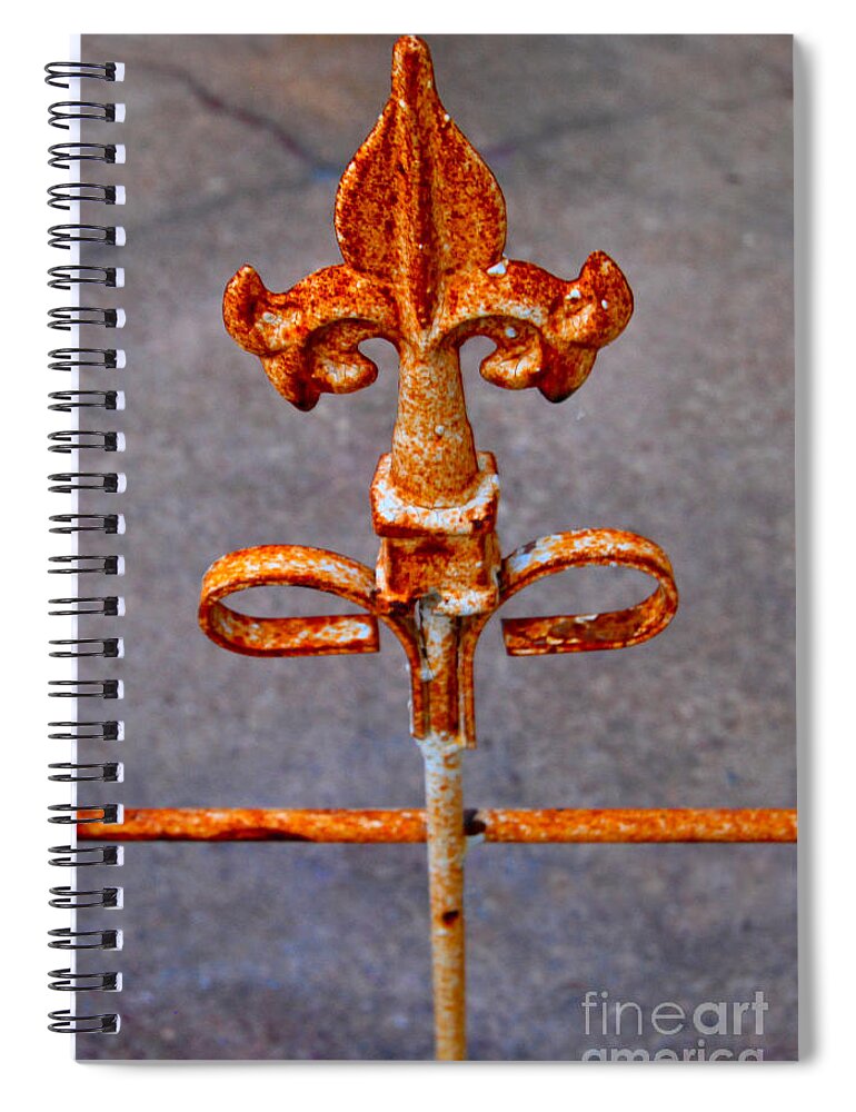 Rusty Fleur-de-lis Gate Spiral Notebook featuring the digital art Rusty Fleur-de-lis Gate by Pamela Smale Williams