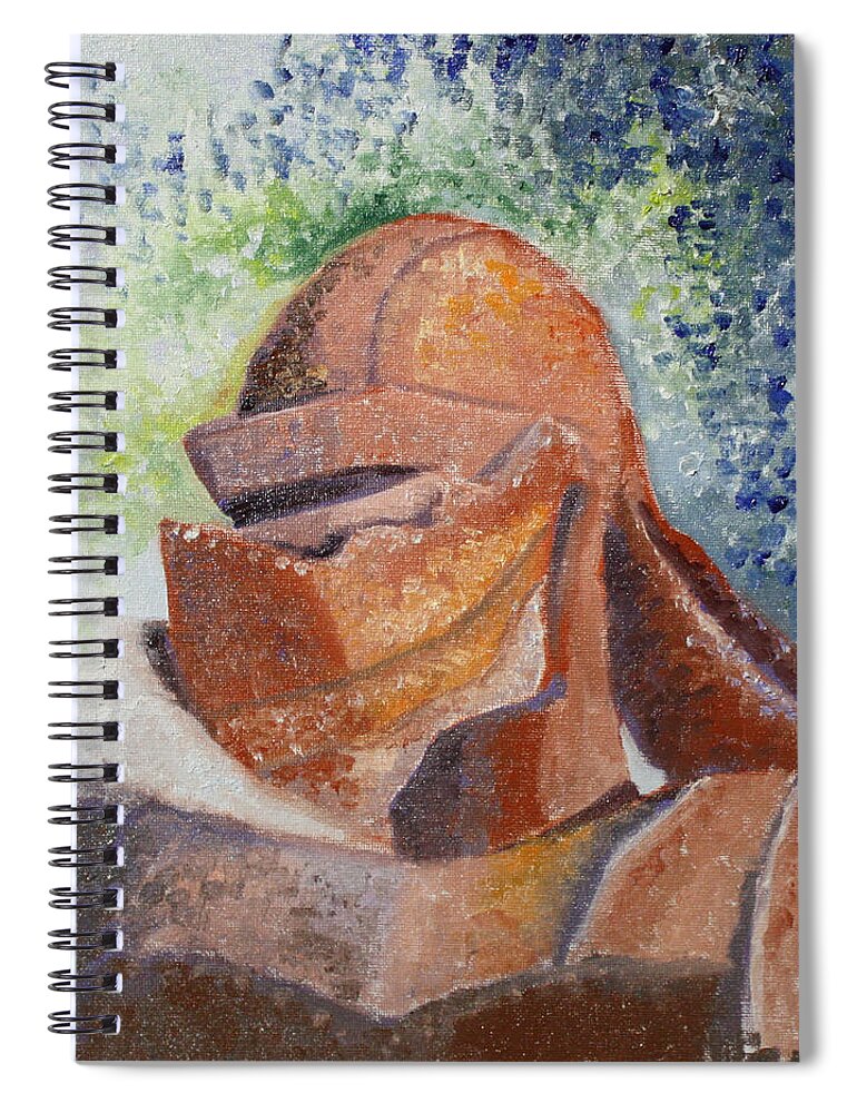 Knight Spiral Notebook featuring the painting Rusty by Mary Beglau Wykes