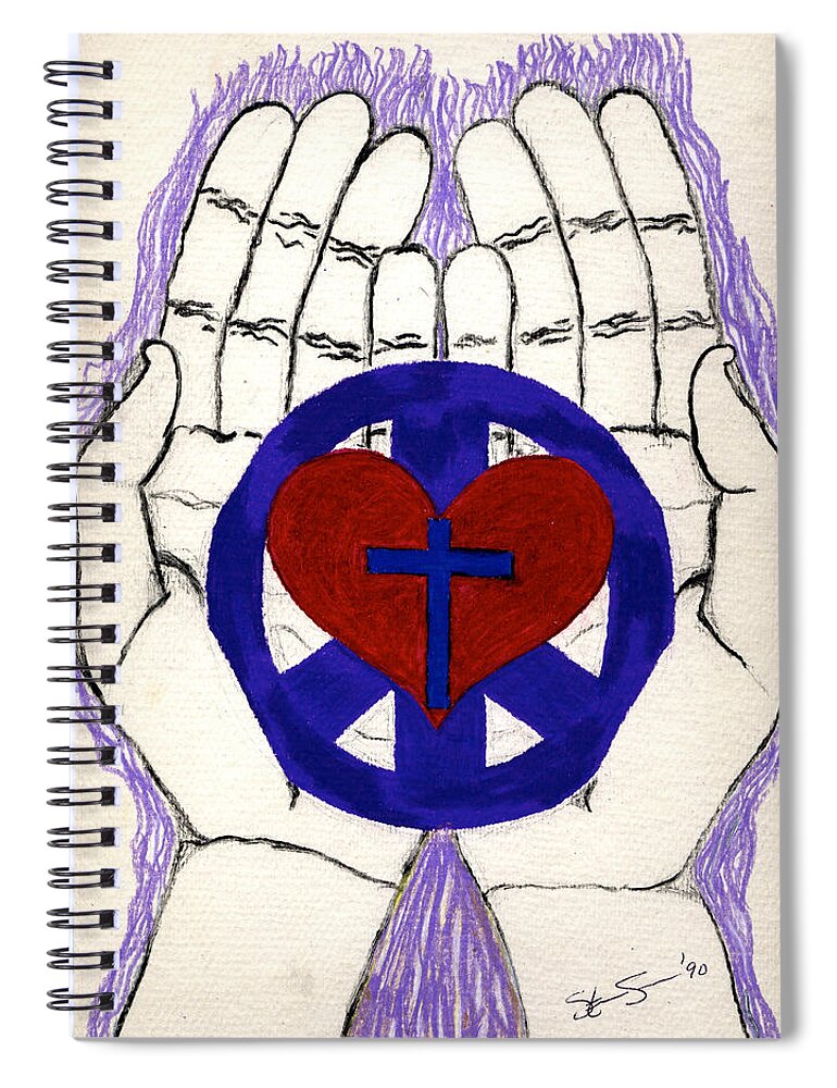 Sacred Spiral Notebook featuring the drawing Sacred Touch by Steve Sommers