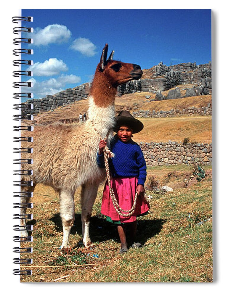 Sacsayhuaman Cuzco Peru Indian Girl Spiral Notebook by Animal Images -  Pixels