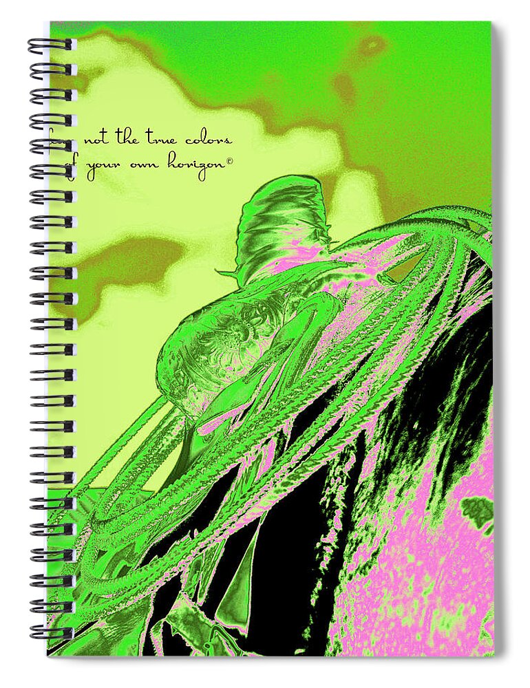 Western Spiral Notebook featuring the photograph Saddle Electric Pink by Amanda Smith