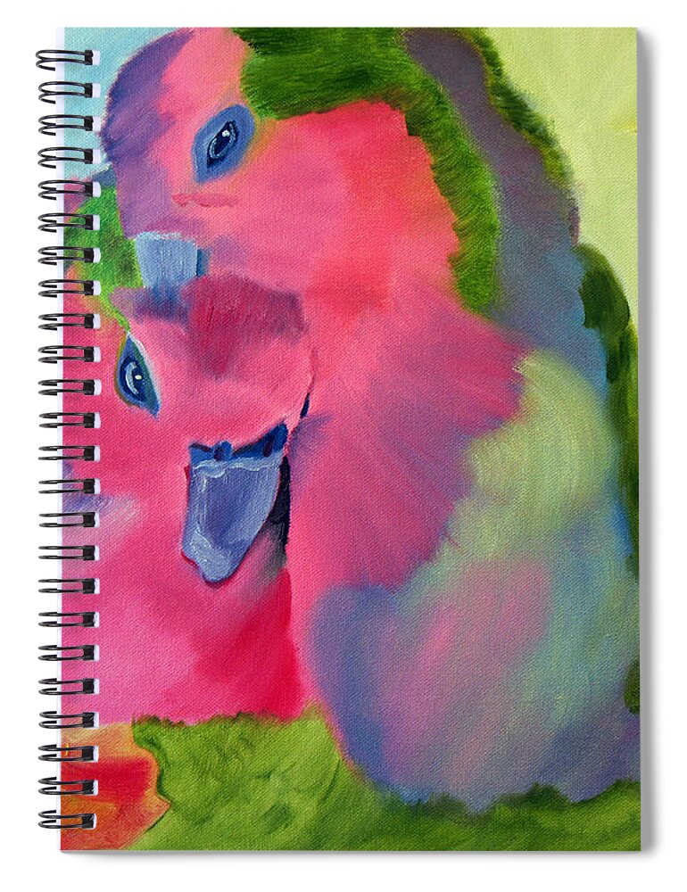 Mom And Baby Bird Spiral Notebook featuring the painting Safe and Sound by Meryl Goudey