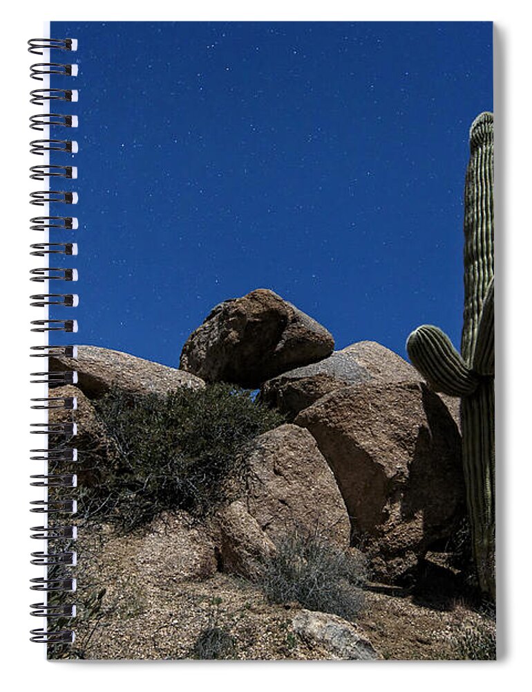 Saguaro Spiral Notebook featuring the photograph Saguaro By Moonlight by Rick Berk