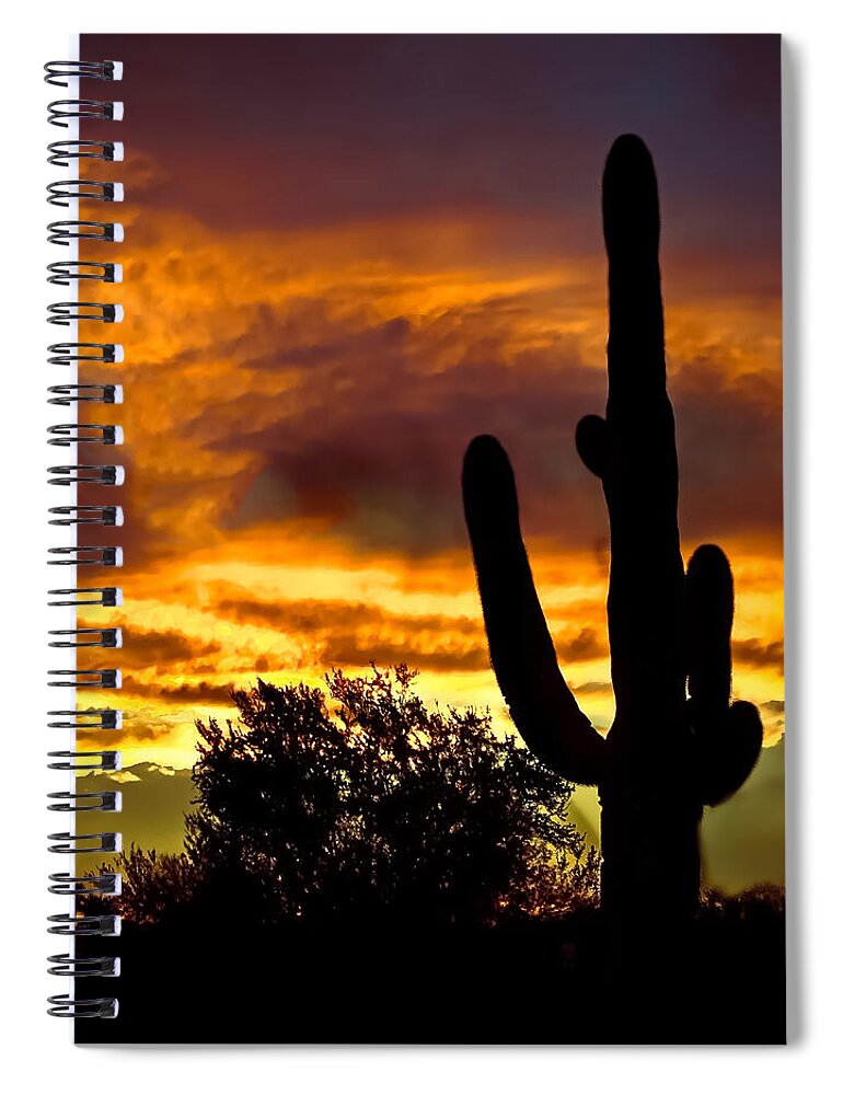 Cactus Spiral Notebook featuring the photograph Saguaro Silhouette by Robert Bales