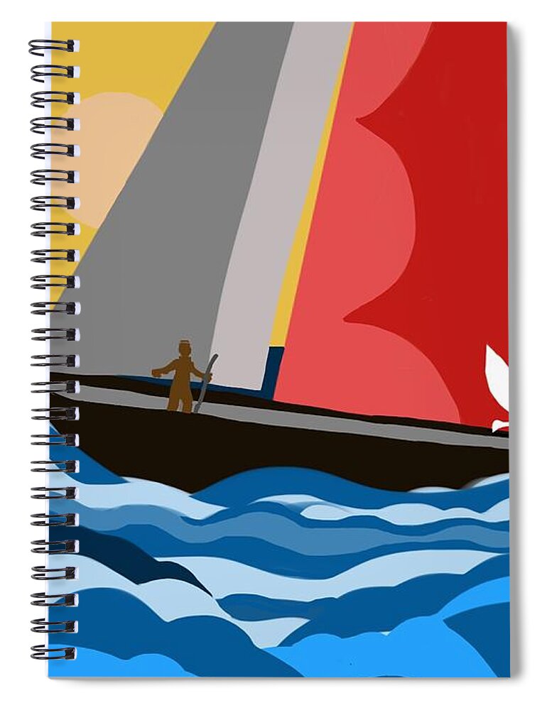 Sail Boat Spiral Notebook featuring the digital art Sail Day by Christine Fournier