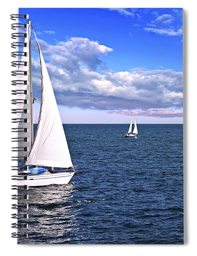 Boat Spiral Notebook featuring the photograph Sailboats at sea by Elena Elisseeva
