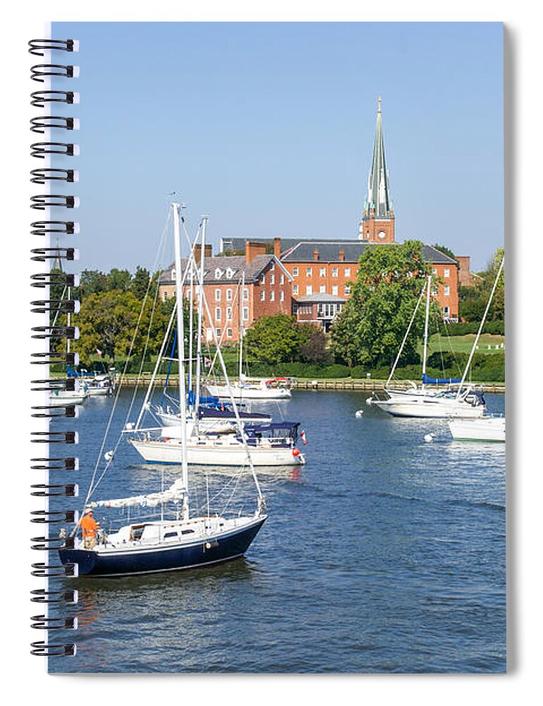 Water Spiral Notebook featuring the photograph Sailboats by Charles Carroll House by Charles Kraus