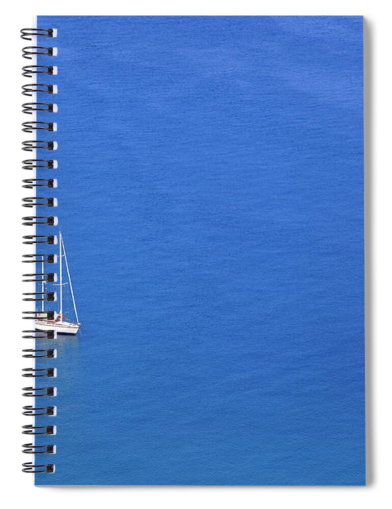 Sicily Spiral Notebook featuring the photograph Sailing Boat In The Blue Sea by Massimo Pizzotti