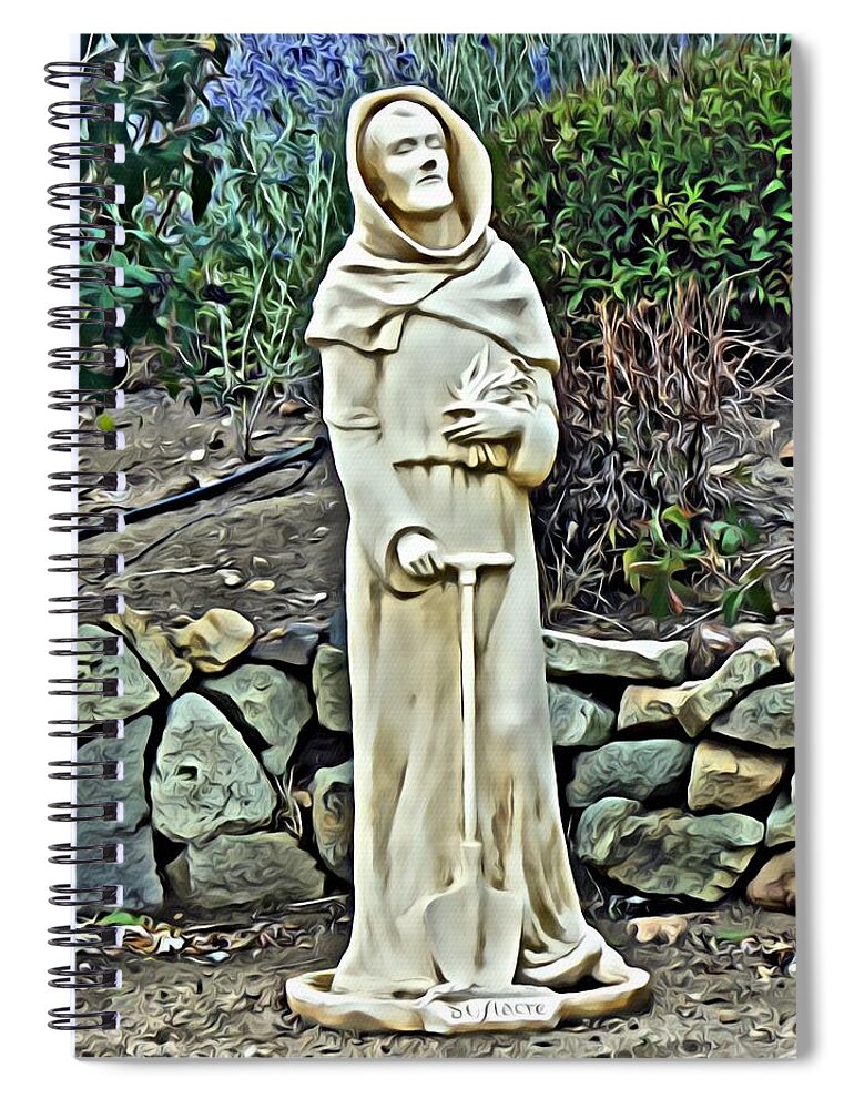 St. Fiacre Spiral Notebook featuring the painting Saint Fiacre by Joan Reese
