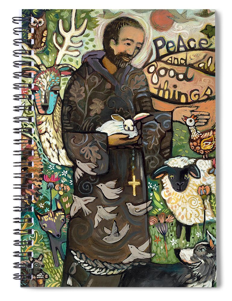Jen Norton Spiral Notebook featuring the painting Saint Francis by Jen Norton