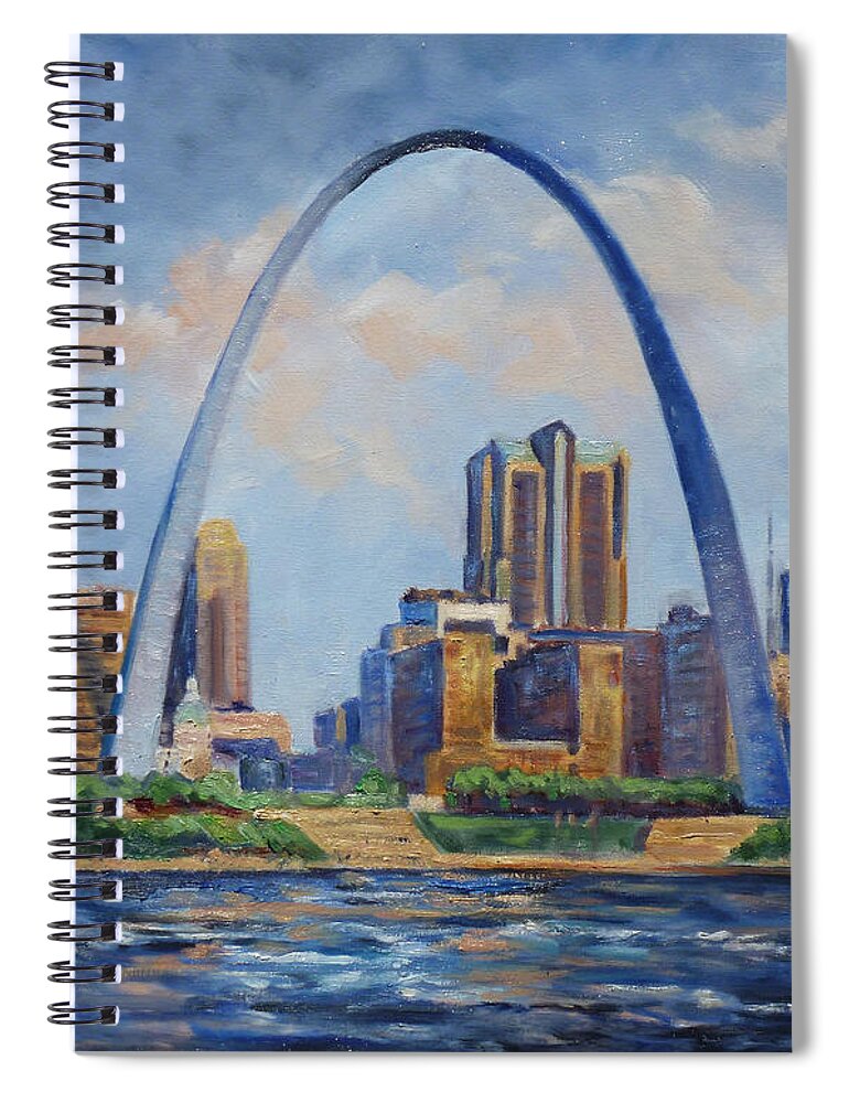 Saint Louis Spiral Notebook featuring the painting Saint Louis Skyline 2 by Irek Szelag