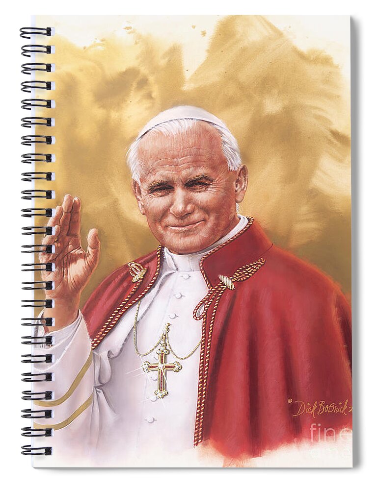 Religion Spiral Notebook featuring the painting Saint Pope John Paul II by Dick Bobnick