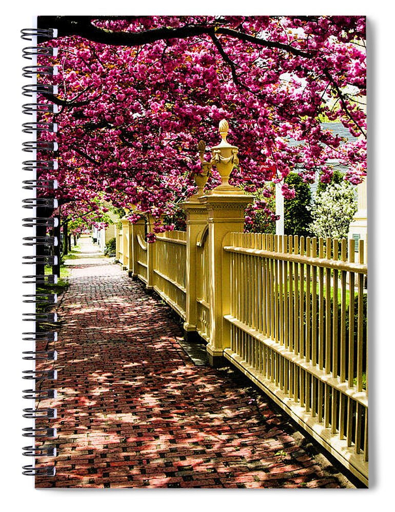 Salem Spiral Notebook featuring the photograph Salem walkway shrouded by spring flowers by Jeff Folger