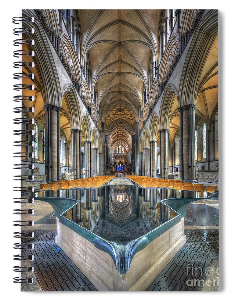 Hdr Spiral Notebook featuring the photograph Salisbury Cathedral by Yhun Suarez