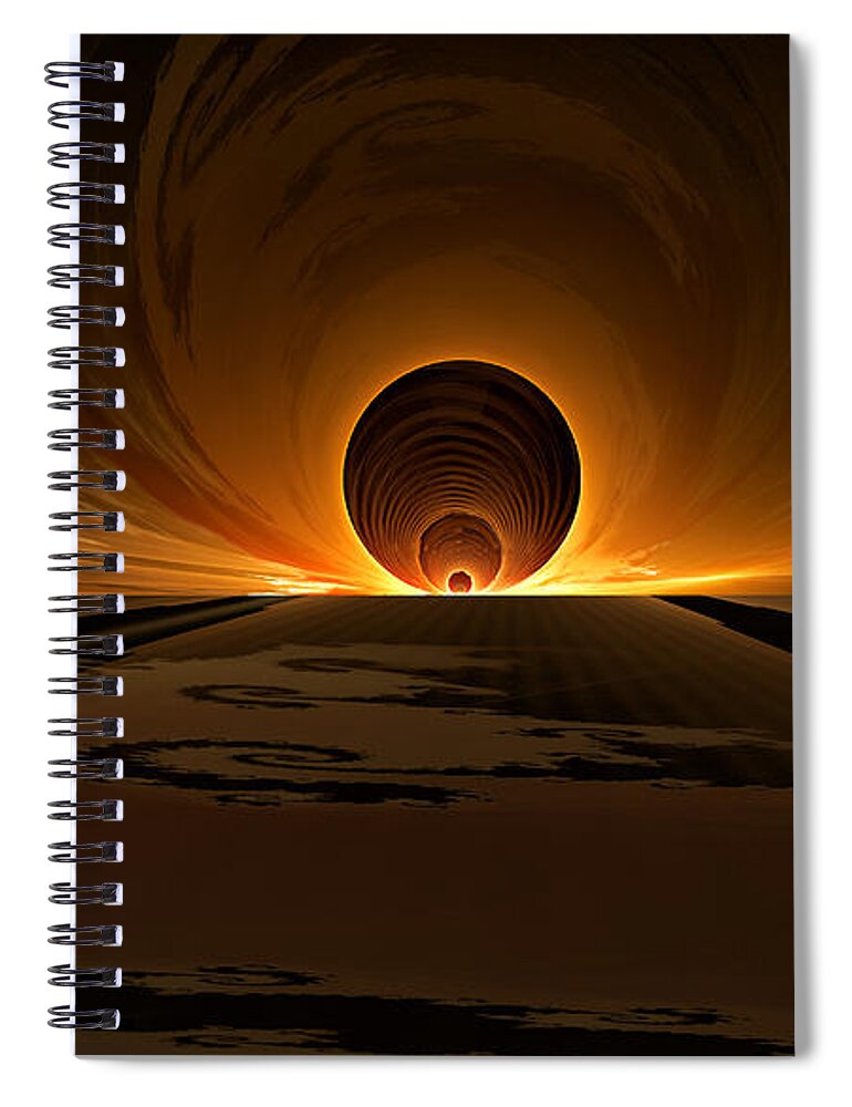 Fractal Spiral Notebook featuring the digital art Salsa Sunrise by Gary Blackman