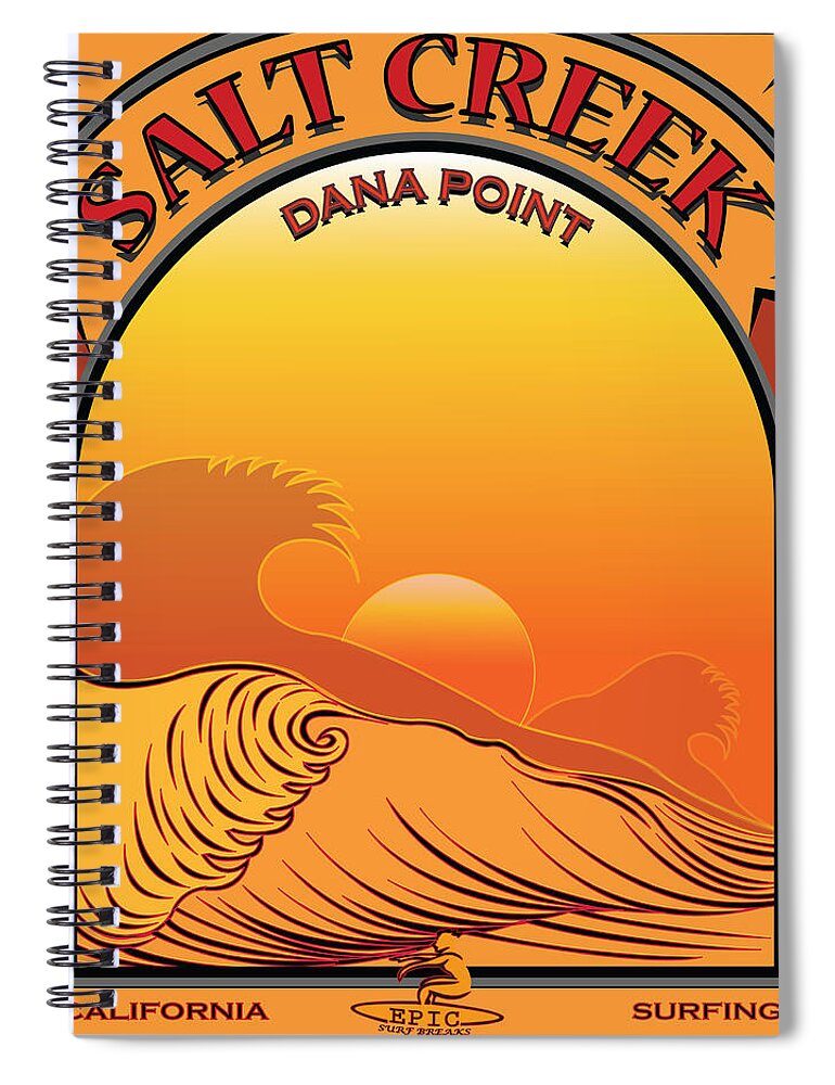 Surfing Spiral Notebook featuring the digital art Salt Creek Surfing Dana Point California by Larry Butterworth