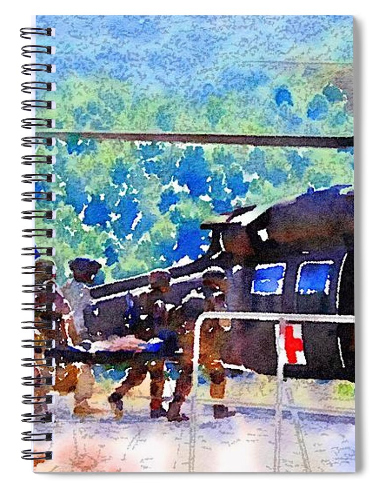 Medical Evacuation Spiral Notebook featuring the painting Salvation by HELGE Art Gallery