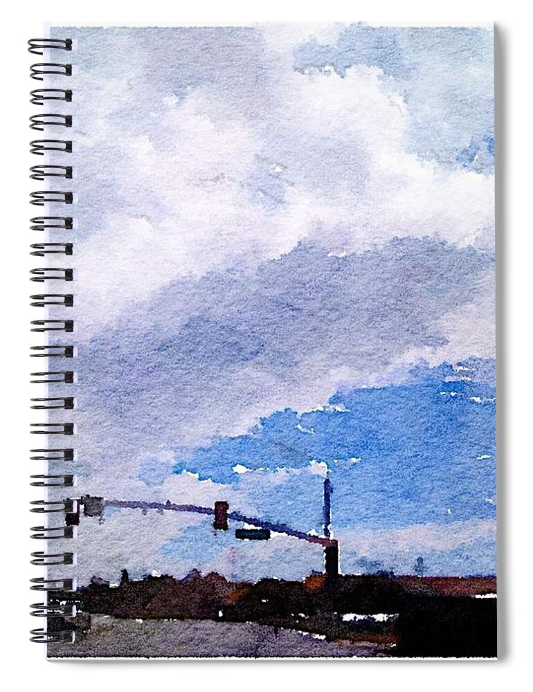 Waterlogue Spiral Notebook featuring the digital art San Benito Sky by Shannon Grissom